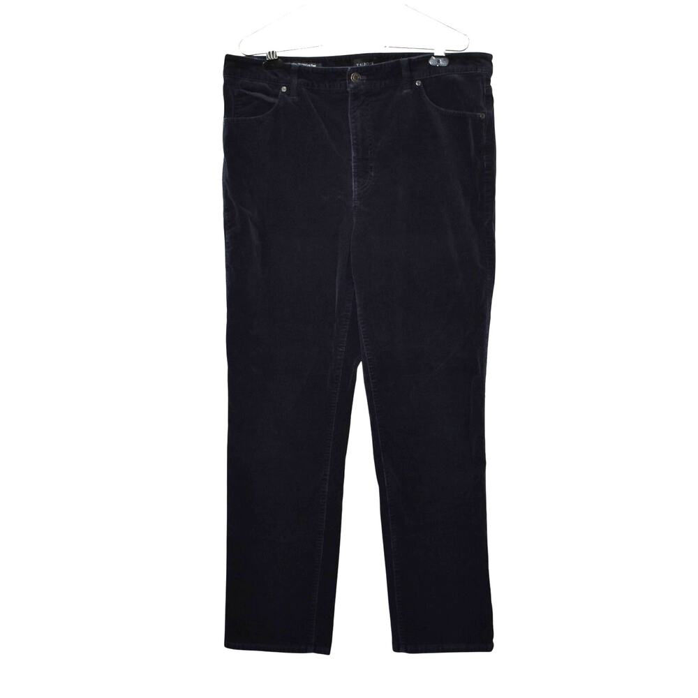 Talbots Corduroy Straight Leg Pants Size 14 Blue Dark Wash High Rise Casual